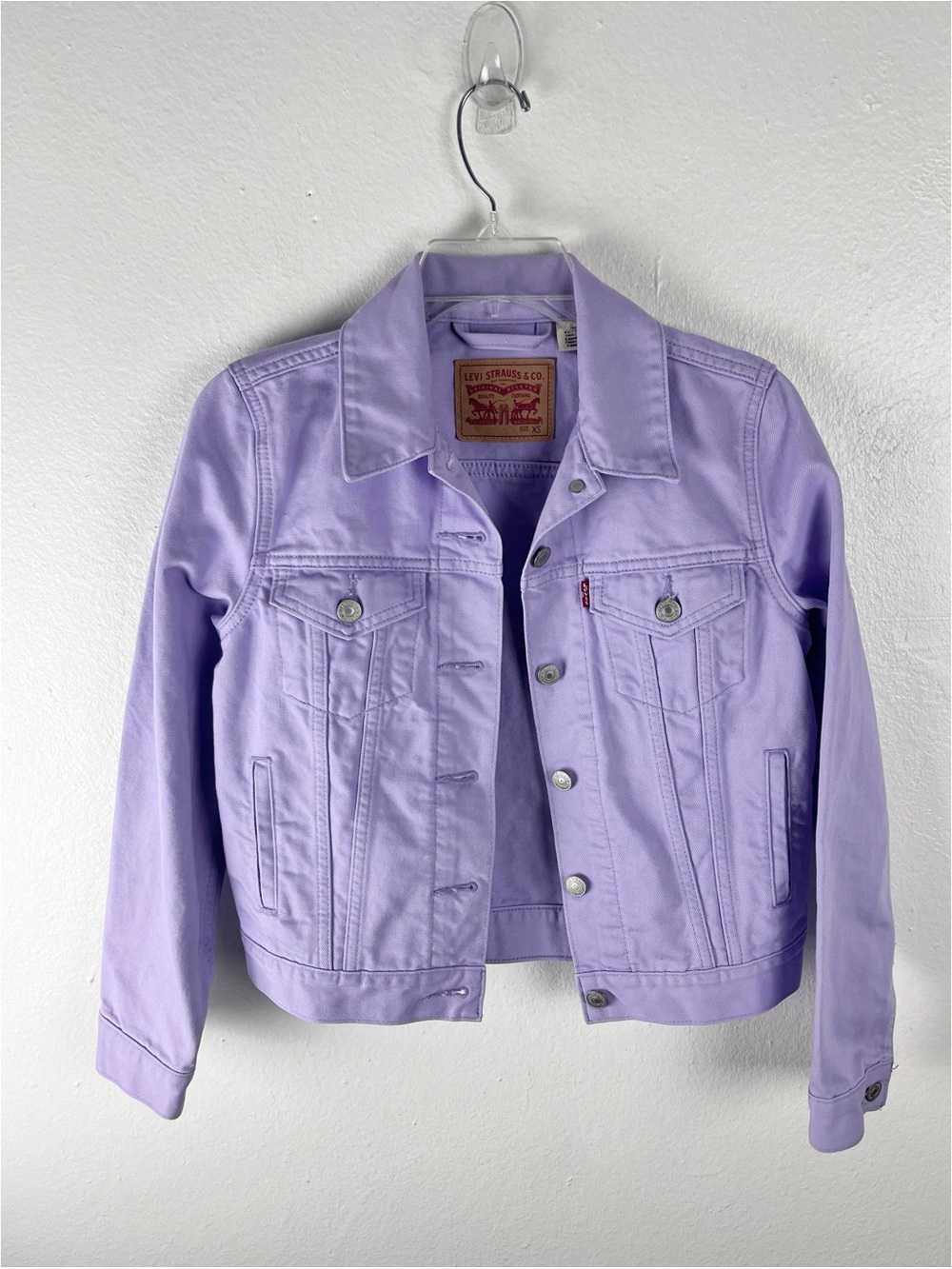 LEVI’S Lavender Denim Front Button Long Sleeves Pockets Trucker Jean Jacket XS